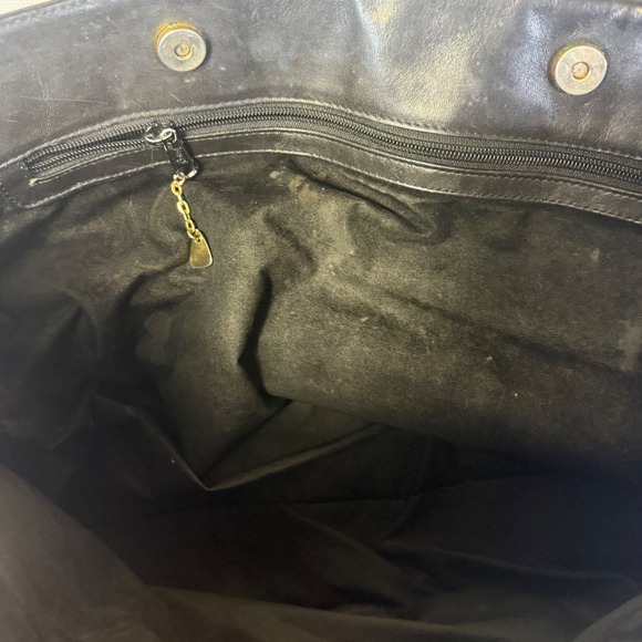 Vtg 80s Brio! Black Leather Embossed Crocodile‎ Shoulder Bag Every Day Purse - Picture 12 of 12